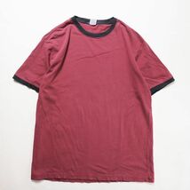 90's 00's オールドネイビー コットン リンガー Tシャツ 半袖 (L) エンジ×紺系 無地90年代 00年代 旧タグ オールド ギャップ OLD NAVY GAP_画像2