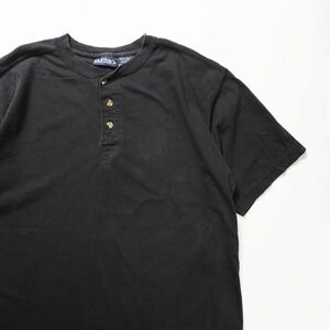 90's 00's ピューリタン ヘンリーネック コットン Tシャツ 黒 (M) 半袖 90年代 00年代 旧タグ ブラック 古着 オールド PURITAN