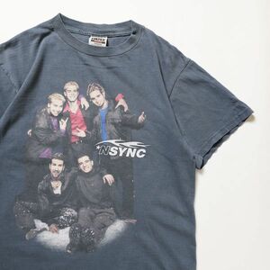 90's 00's インシンク NSYNC コットン Tシャツ 半袖 (M) 紺灰系 タルテックス TALTEX 90年代 旧タグ オールド アイドル バンドT ロックT