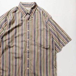 90's Jクルー J.CREW ストライプ コットン ボタンダウンシャツ 半袖 (M) マルチカラー 90年代 00年代 旧タグ オールド