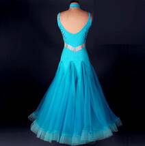 モダン新作　社交ダンス・パーティドレス　ダンス衣装　ロングワンピース　競技ドレス　可愛いブルー　サイズS、M、L、XL、XXL_画像2