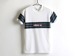 80's USA製ボーイズXL■アディダスADIDASロゴ フットボールタイププリントTシャツ/キッズ子供