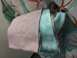  new pattern! long both sides half width obi * join ... color tone. ( pink × blue )