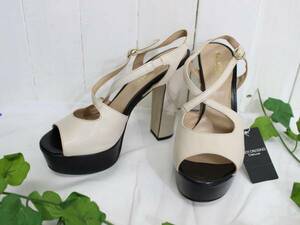  regular price 3 ten thousand 3 thousand jpy new goods * body dressing handling Italy made LES VENUES* original leather ram leather Cross strap sandals 37.5(24cm)