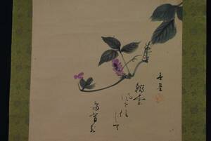 Art hand Auction Shinsaku/Tige de printemps/Haïku sur fleurs//Parchemin suspendu☆Tarabune☆L-666 J, peinture, Peinture japonaise, paysage, Fugetsu