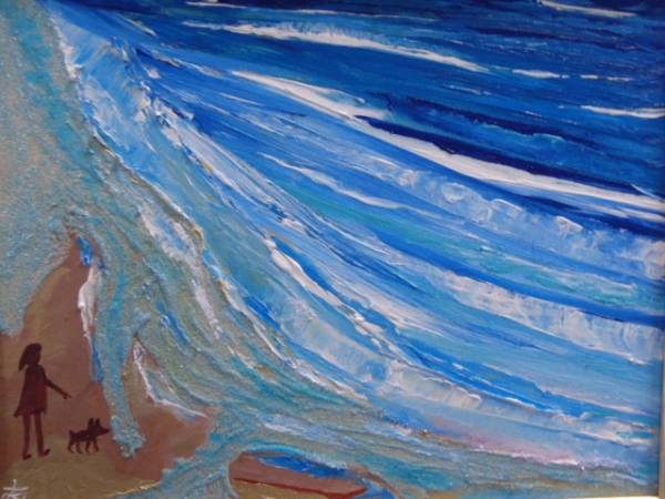 Association nationale des arts TOMOYUKI Tomoyuki, Promenade sur la côte, Peinture à l'huile, F6 : 40, 9×31, 8 cm, huile, Nouvelle peinture à l'huile de haute qualité avec cadre, Objet unique, Dédicacé et garanti authentique, Peinture, Peinture à l'huile, Nature, Peinture de paysage