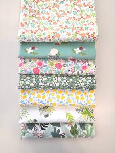 グリーン系 棉生地 まとめ売り 50cm*40cm 花柄