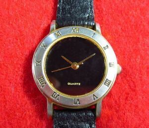 EC5HT) ◎完動腕時計 送料無料(定形外)★NoName★ブラックがおしゃれなレディース◎すっきりしたブラックの文字盤の時計です♪