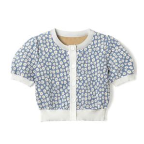 ディジー花柄ショート丈ニットカーディガン