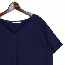 NATURAL BEAUTY BASIC ナチュラルビューティーベーシック 春夏 半袖 ストレッチ★ ワンピース Sz.M　レディース ネイビー　E2T01245_6#D_画像2