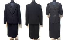 【SUNCLOVER】日本製・ブラックフォーマル・ジャケット&半袖ブラウス&タイトスカート・3ピーススーツ・11ARサイズ!_画像1