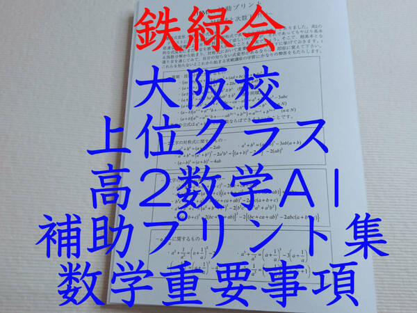 鉄緑会　大阪校　高2数学A1　補助プリント集　フルセット　数学重要事項　上位クラス専用　駿台　河合塾　東進