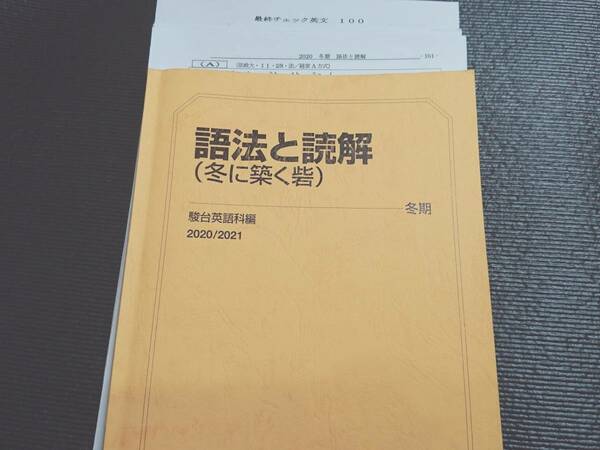 駿台　大島保彦先生　20年度冬期　語法と読解（冬に築く砦）　テキスト・講義プリント集　最終チェック英文100　鉄緑会　河合塾　東進