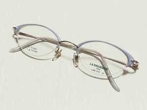 新品　LA BAGAGERIE ラバガジェリー　日本製　メガネ　眼鏡　高級感　オシャレ　上品　ハーフリム　チタン　軽い　紫　パープル　ゴールド