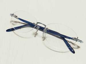 新品　YOSHIE INABA ヨシエイナバ　メガネ　眼鏡　高級感　オシャレ　上品　ツーポイント　チタン　軽い　ブルー　青