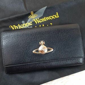 【極美品】VIVIENNE WESTWOOD ヴィヴィアンウエストウッド 長財布　二つ折り　がま口　黒　ブラック　オーブ　レザー