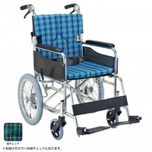 スタンダードモジュール 車いす 介助式・背折れ 緑チェック SMK30-4043GN_画像1