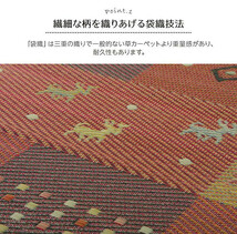 い草 花ござ ギャッベ柄 抗菌防臭 江戸間2畳 (約174×174cm) 裏貼りあり レッド 4337902_画像6