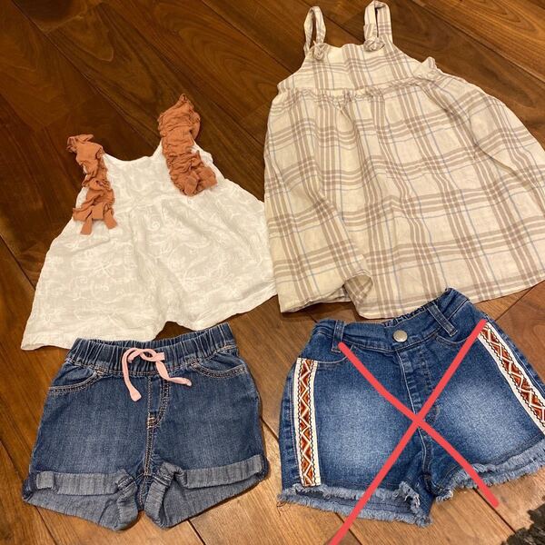 ショートパンツ babygap チェックワンピース チュニック フリル 90