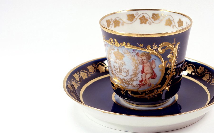 人気の セーブル 白磁金彩モノグラム Sevres Sevres 1898年 1898年