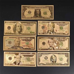 2021 year American new old dollar bill Gold replica 7 pieces set embossment replica series gorgeous . feeling of luxury better fortune luck with money feng shui.. A038
