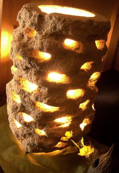 [Envío gratis] Luz Interior de piedra Koga 0034 iluminación única iluminación indirecta piedra Natural hecha a mano, muebles, interior, iluminación, soporte de suelo