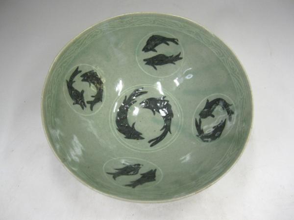 高麗青磁象嵌魚文鉢茶碗李朝陶磁器韓国朝鮮茶道具| JChere雅虎拍卖代购