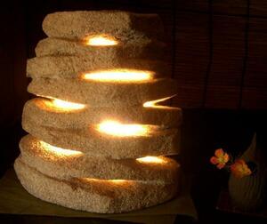 Art hand Auction Luminaire intérieur en pierre de Koga, éclairage indirect 0014, éclairage fait main, lampe unique en son genre, livraison gratuite, meubles, intérieur, éclairage, Support au sol