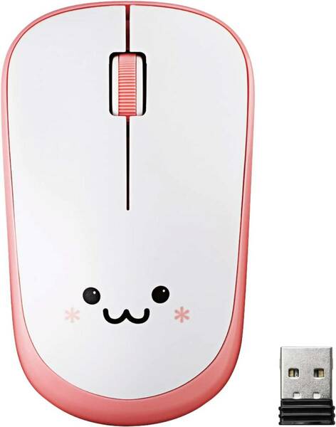 『送料無料』マウス ワイヤレス (レシーバー付属) Mサイズ 3ボタン 約2.5年電池交換不要 省電力 ピンク M-FIR08DRPN