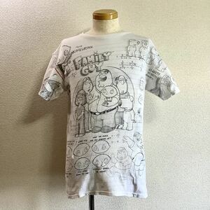 Family Guy ファミリーガイ LIQUID BLUE リキッドブルー 丸胴 全面プリントTシャツ M 白 ホワイト 古着 キャラクターT アニメT アメコミ