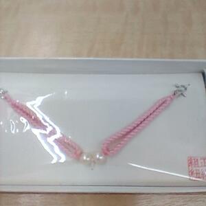 7ps.@ pearl silk collection cord feather woven cord clip Sakura color on goods 