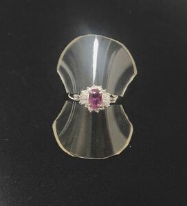 【質屋 尾張屋商店 東京】 ☆仕上済☆ Pt850 ルビーダイヤモンドレディースリング #11 0.34ct 0.23ct 