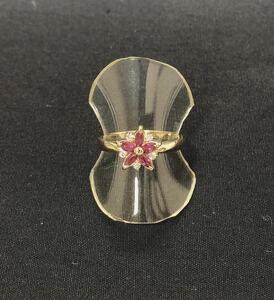 【質屋 尾張屋商店 東京】 ☆仕上済☆ K18YG ルビーダイアレディースリング #11 0.51ct 0.06ct 星