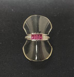 【質屋 尾張屋商店 東京】 ☆仕上済☆ K18WG ルビーダイアレディースリング #12 0.50ct 0.10ct