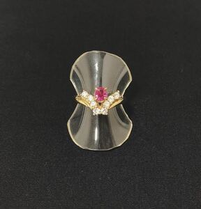 【質屋 尾張屋商店 東京】 ☆仕上済☆ K18YG ルビーダイヤモンドレディースリング #9.5 0.38ct 0.39ct イエローゴールド