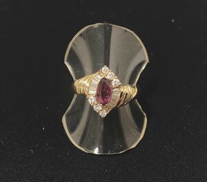 【質屋 尾張屋商店 東京】 ☆仕上済☆ 18KYG ルビーダイヤモンドレディースリング #12.5 0.47ct 0.38ct