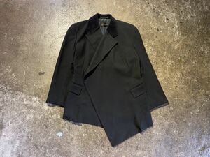 COMME des GARCONS 80s 襟 ベロア 切替 ボタンレス ジャケット コムデギャルソン 1980s GJ-05044S