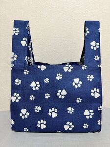 ハンドメイド エコバッグ マイバッグ トートバッグ 買物袋 コンビニサイズ 小さめサイズ お弁当サイズ ランチバッグ 肉球