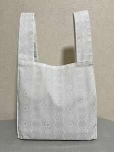 ハンドメイド エコバッグ マイバッグ トートバッグ 買物袋 コンビニサイズ 小さめサイズ 花柄 レース柄