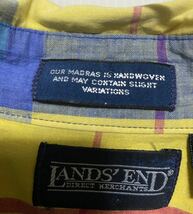 90s USA製　LAND'S END ランズエンド　半袖シャツ　ボタンダウンシャツ　マドラスチェック　サイズ　M アメリカ製　アメカジ　90年代_画像5