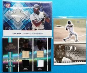 3枚セット Cliff Floyd FLD 2002 UD SP Authentic Auto 30枚限定 + Topps Jersey /1000 + 2005 Playoff Bat Jersey /100 直筆サイン