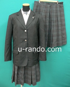 コスプレ衣装　#1772　奈良朱雀高・大きなサイズ・グレー系ブレザー制服冬セット+夏スカート・サイズ175A　