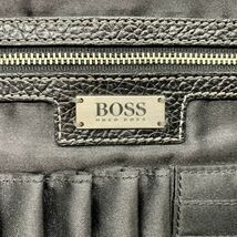 【超極美品】ヒューゴボス HUGO BOSS メッセンジャーバッグ ショルダー 大容量 書類 ビジネス メンズ ハードレザー 革 ブラック 黒_画像10