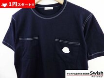 A821●MONCLER モンクレール●SS T-SHIRT 胸ポケット付き Tシャツ 12 紺●_画像2