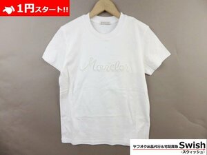 A821●MONCLER モンクレール●美品 SS T SHIRT ロゴ刺繍 Tシャツ XS 白●