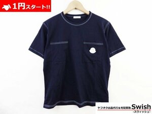 A821●MONCLER モンクレール●SS T-SHIRT 胸ポケット付き Tシャツ 12 紺●