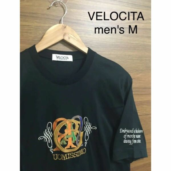 90s VELOCITA　半袖Tシャツ　ブラック　刺繍　ロゴ
