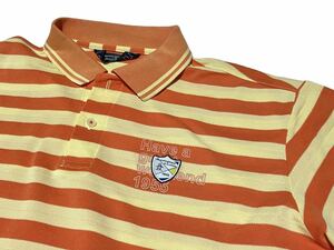 Munsingwear マンシング トップス ポロシャツ GOLF ゴルフ メンズ ウエア ロゴ ボーダー オレンジ デサント 大きめサイズ LLサイズ 半袖