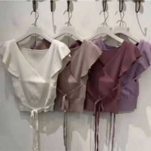 MERCURYDUO カシュクールラッフルコンパクトニット