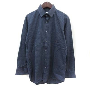 ダーバン D'URBANドレスシャツ ワイシャツ ストライプ 長袖 38-80 紺 ネイビー /YI メンズ